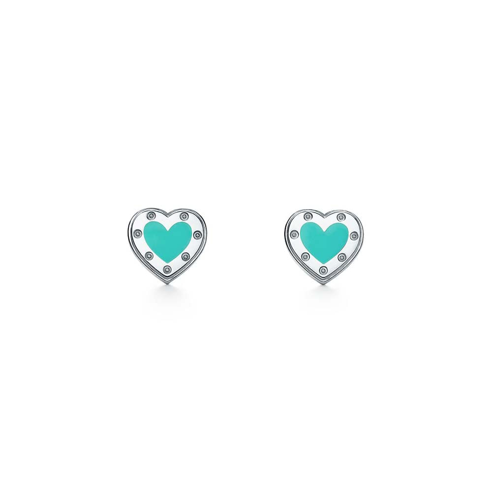 Brincos Coração Tiffany Blue® Love em Prata de Lei--0