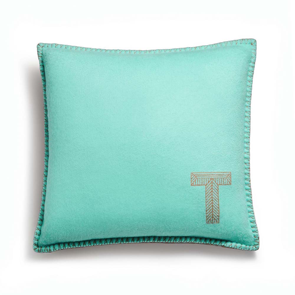 Almofada em Lã e Caxemira Tiffany Blue® e Marrom-Camelo--0