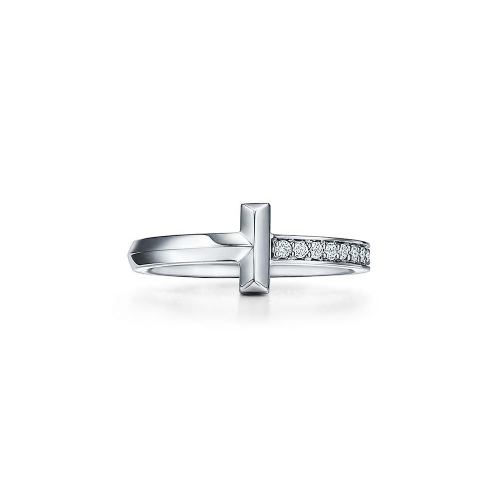 Anel T1 em Ouro Branco com Diamantes--0