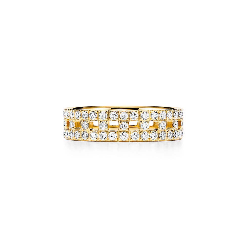 Anel True em Ouro Amarelo com Pavé de Diamantes--0