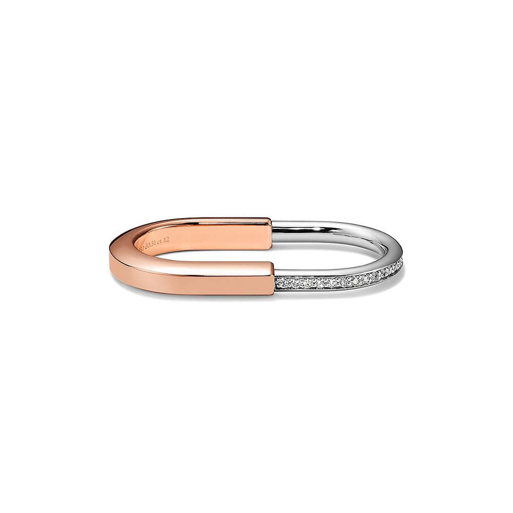 Anel Two-Finger em Ouro Rosa e Ouro Branco com Diamantes--0