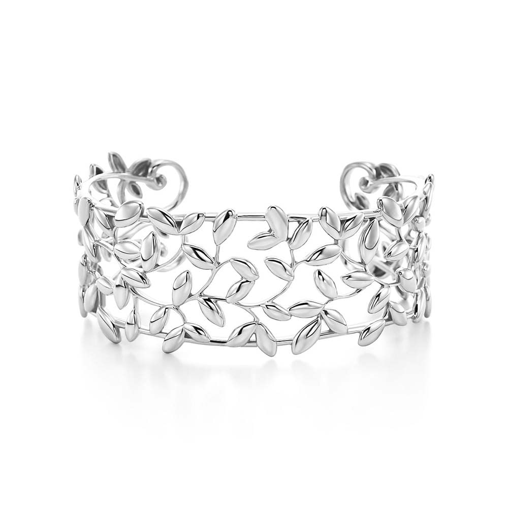 Bracelete Olive Leaf em Prata de Lei--0