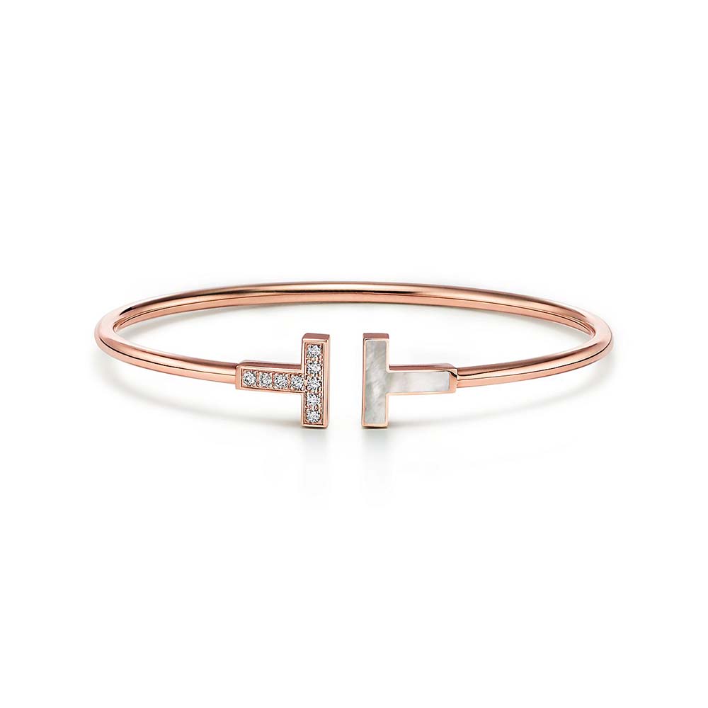 Bracelete T Wire em Ouro Rosa com Madrepérola--0