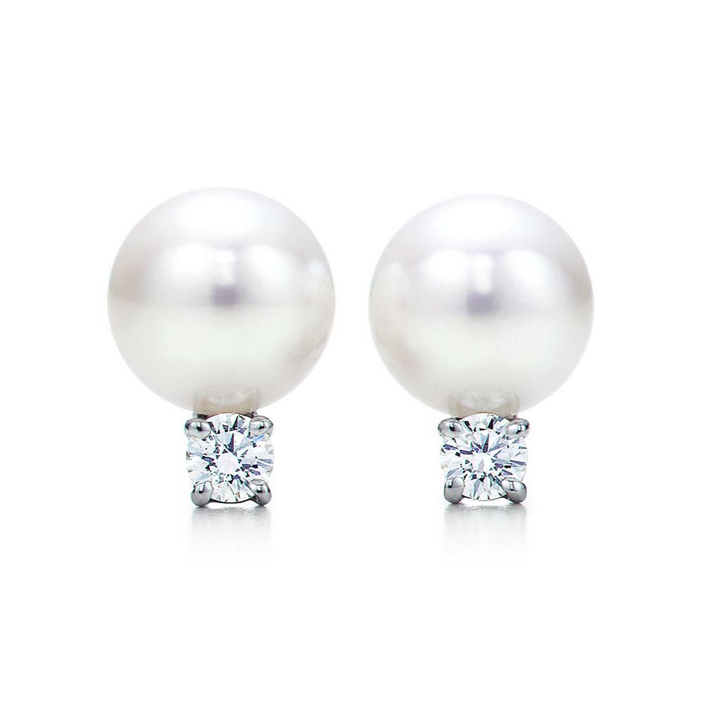 Brincos Pearls em Ouro Branco com Pérolas e Diamantes--0