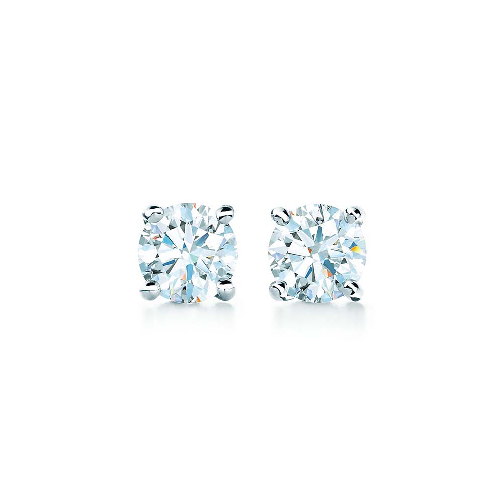 Brincos Tiffany Solitaire em Platina com Diamante--0