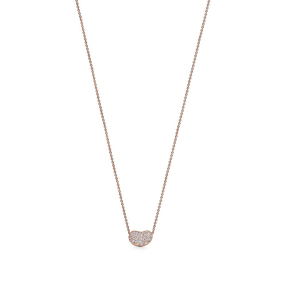 Colar Bean Design em Ouro Rosa com Diamantes--0