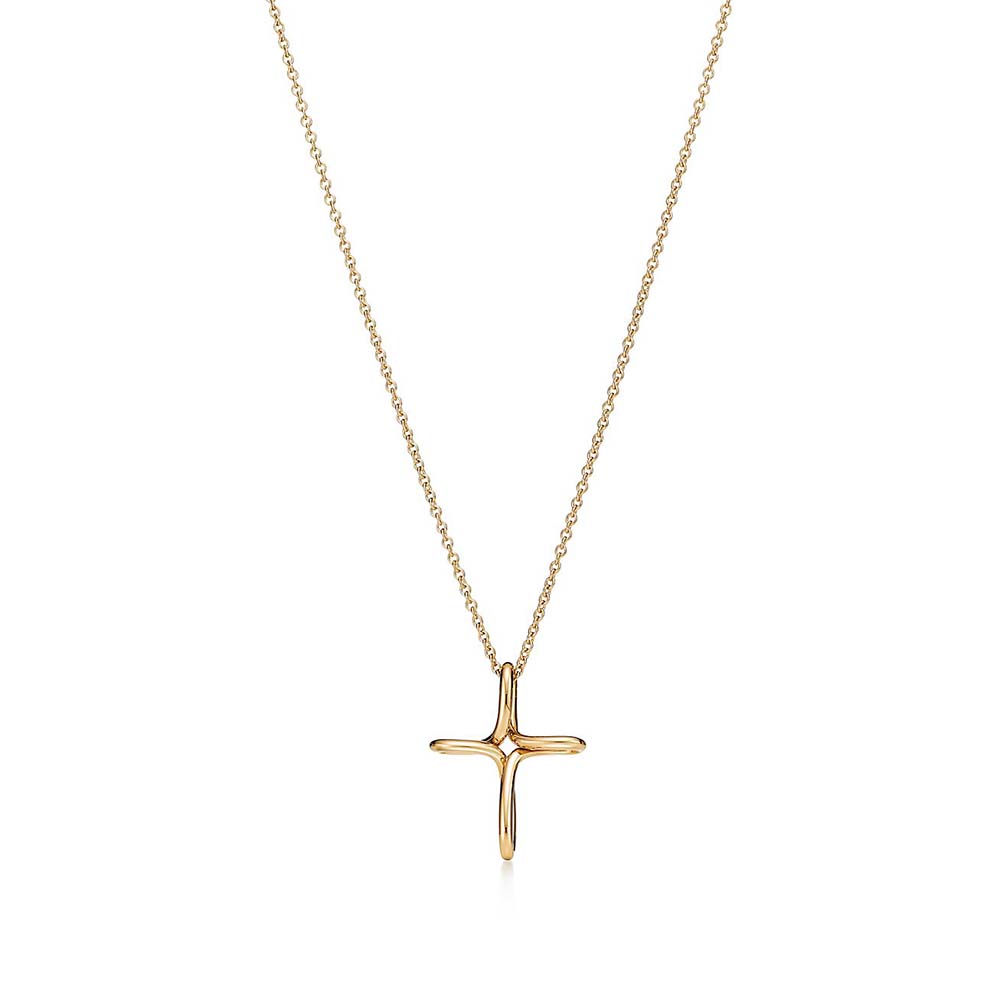 Colar Infinity Cross em Ouro Amarelo--0