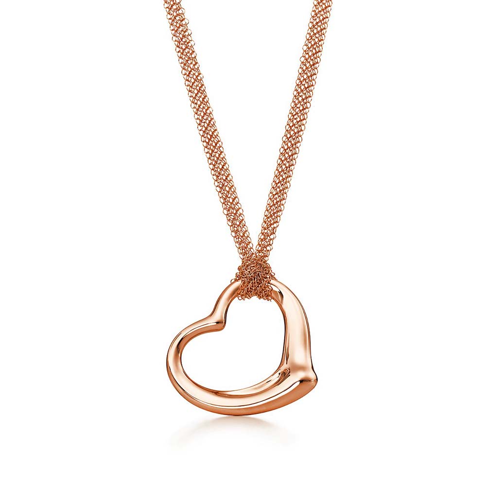 Colar Open Heart Mesh em Ouro Rosa--0