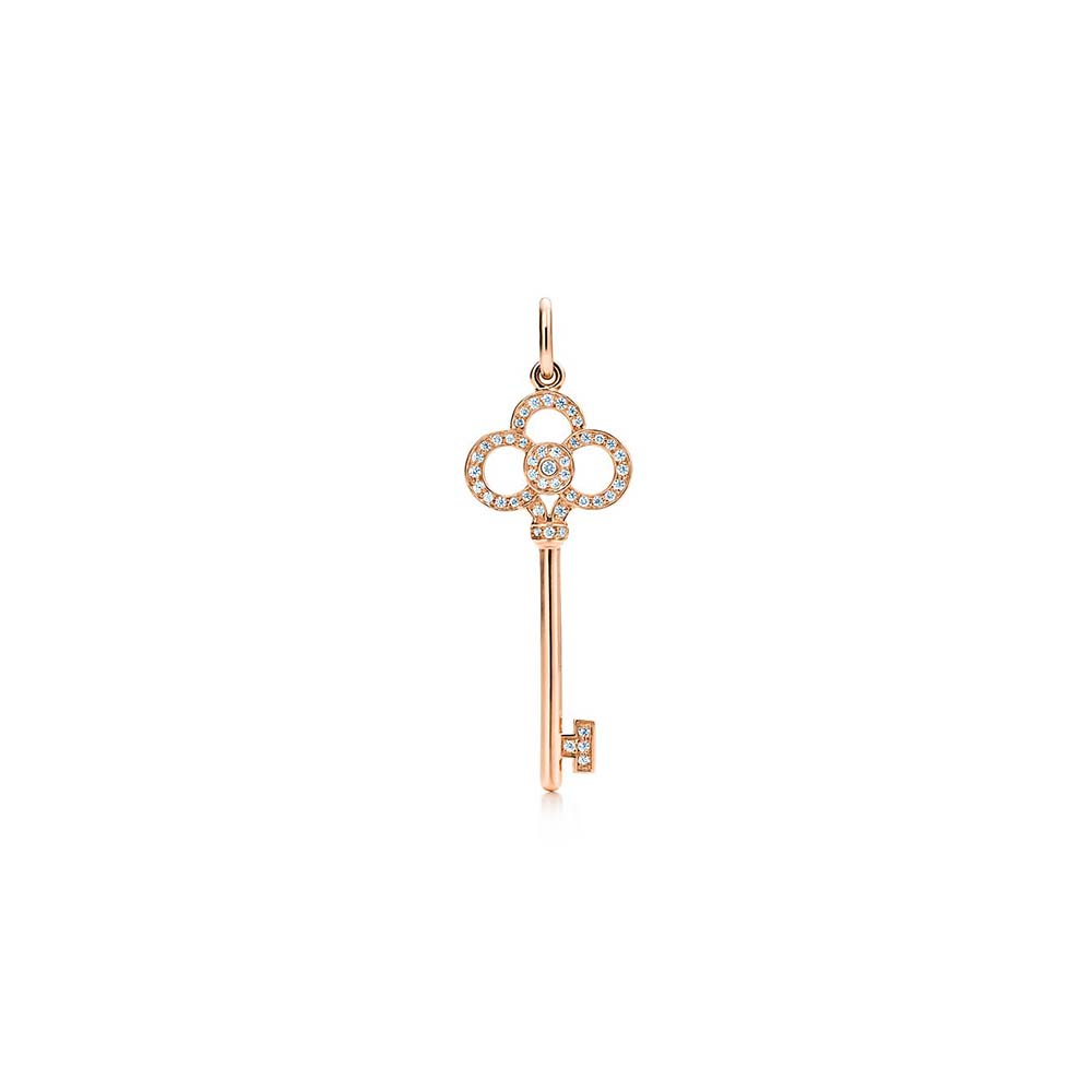 Pingente Chave Crown em Ouro Rosa com Diamantes--0
