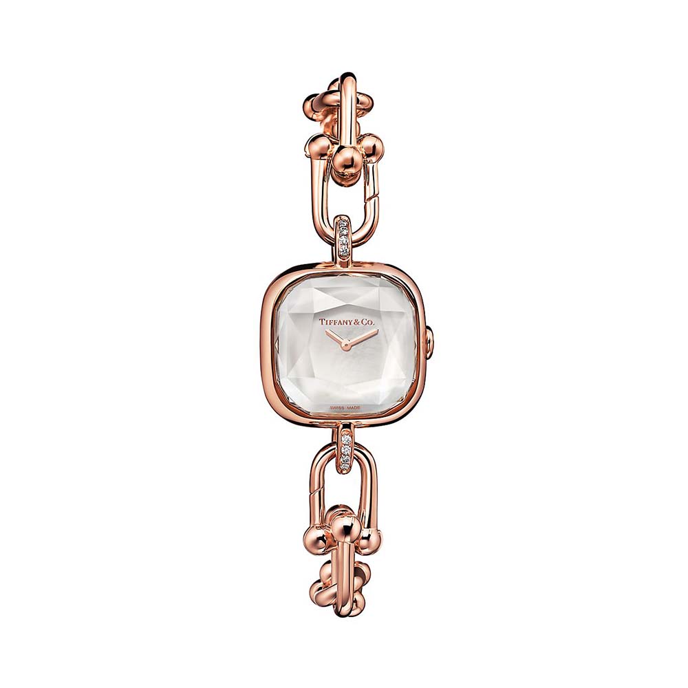 Relógio em Ouro Rosa com Diamantes e Madrepérola Branca--0
