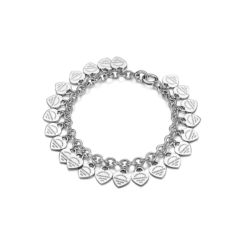 Pulseira com Corações em Prata de Lei