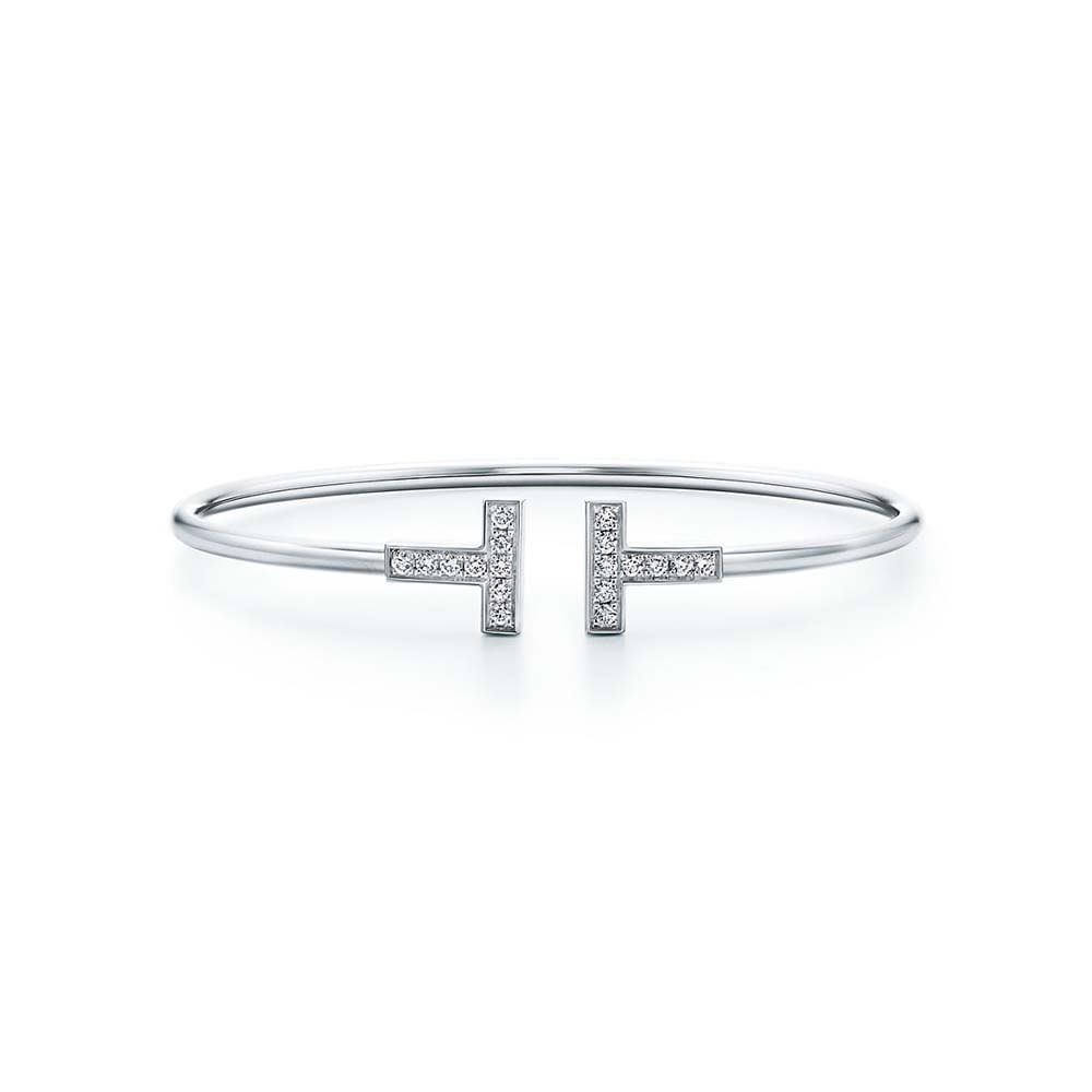 Bracelete T Wire em Ouro Branco com Diamantes--0