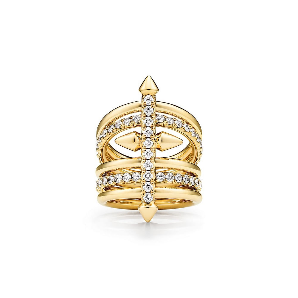 Anel em Ouro Amarelo com Diamantes--0