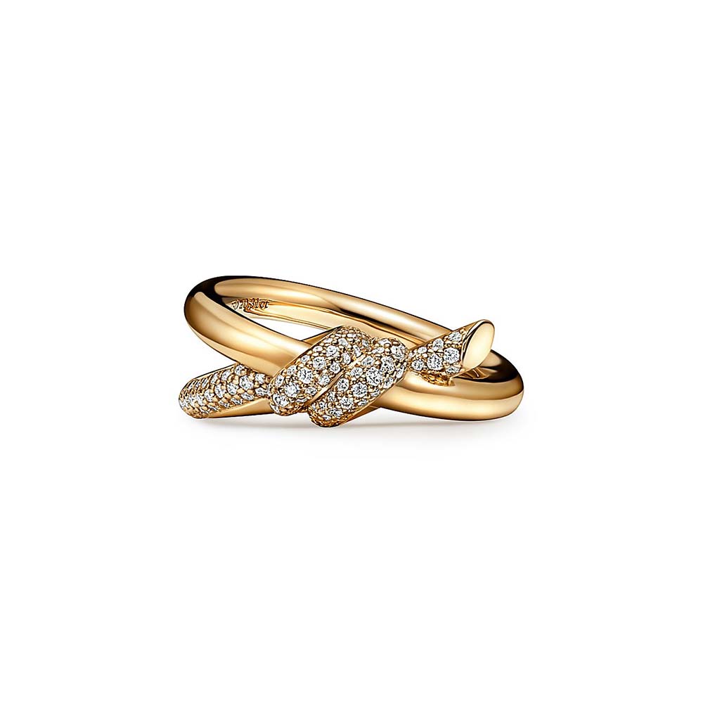 Anel de Duas Voltas em Ouro Amarelo com Diamantes--0