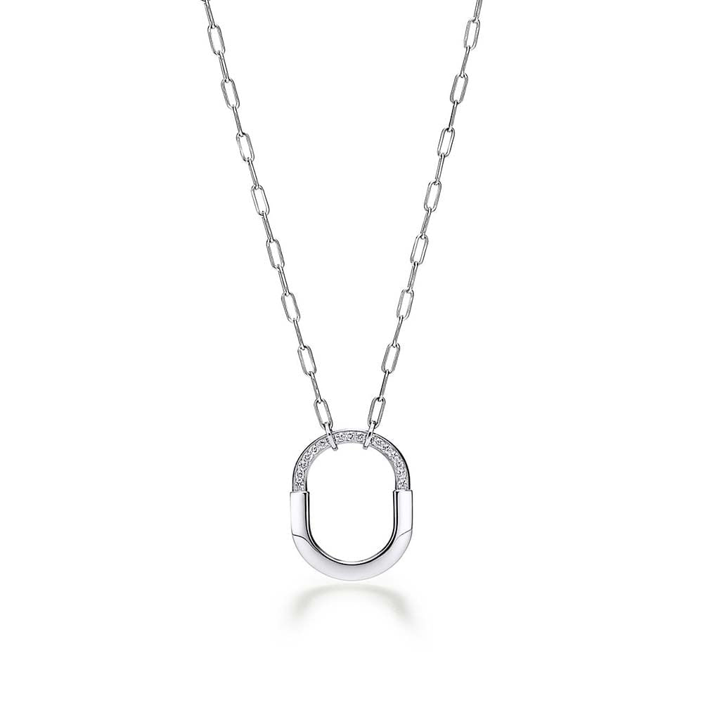 Colar em Ouro Branco com Diamantes--0