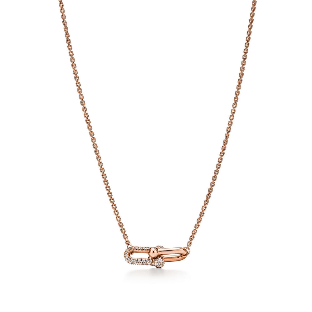 Colar Double Link em Ouro Rosa com Diamantes--0