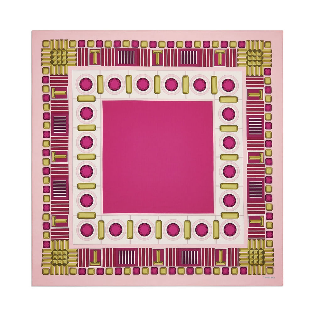 Lenço Quadrado em Seda Fúcsia--0